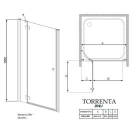 Душевая дверь Radaway Torrenta DWJ 90 L прозрачное стекло